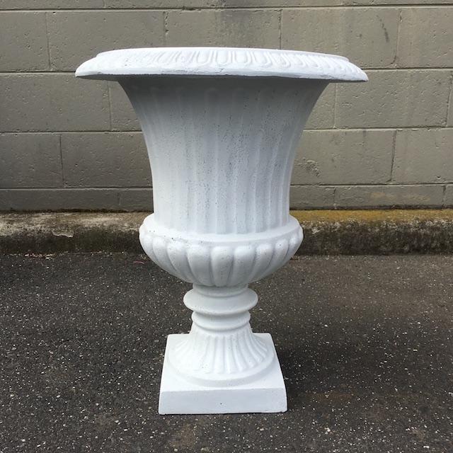 URN, Large - Whitewash Tall Fluted 48.5cm Dia x 60cm H